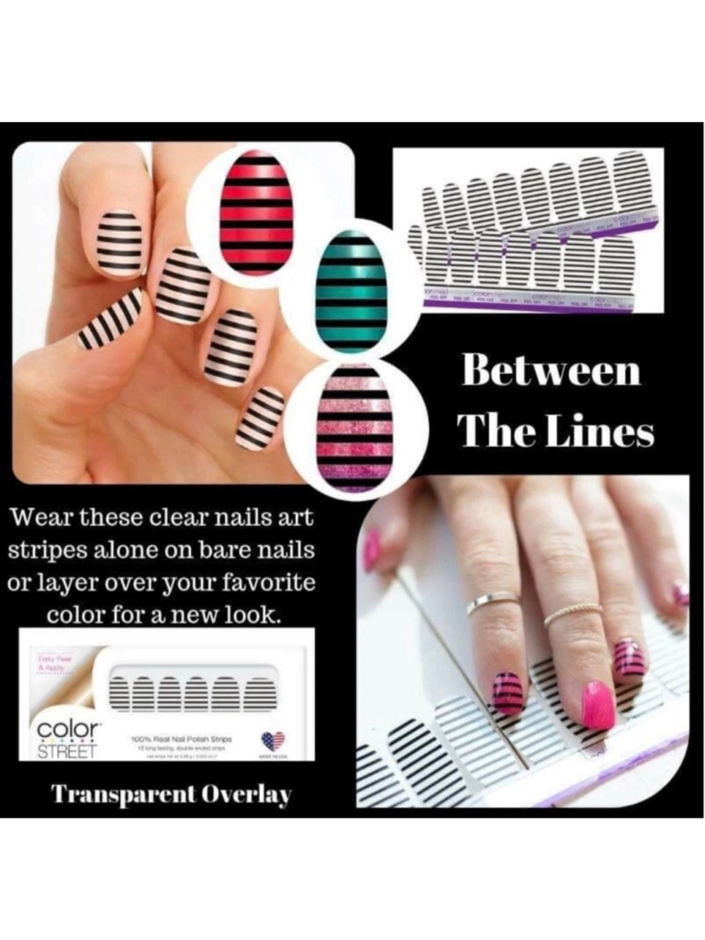Between the Lines Color Street Nail Polish Strips Overlay New in Package